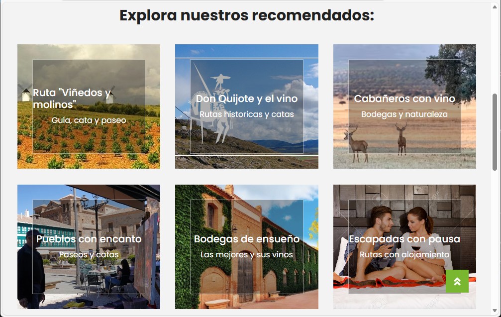 Pantallazo de página de Destinos de web Vidtours