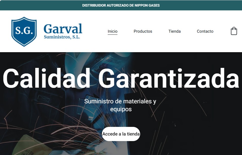 Pantallazo de inicio de web tienda online