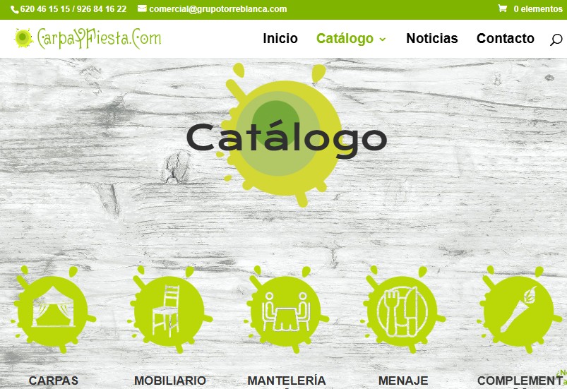 Pantallazo de web de CarpaYFiesta